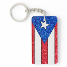 Glitzer Puerto Rico Rechteck-Schlüsselanhänger