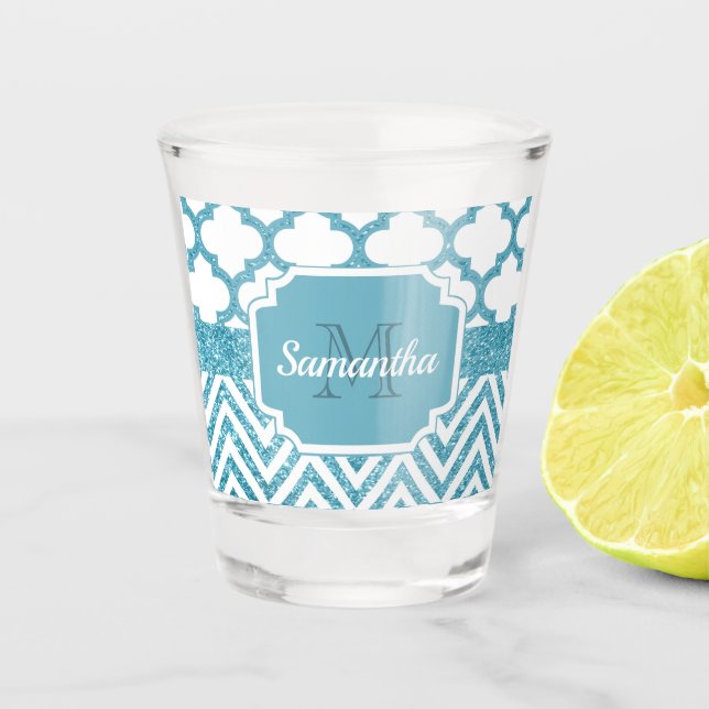 Glitzer Quatrefoil Schnapsglas (Vorderseite)
