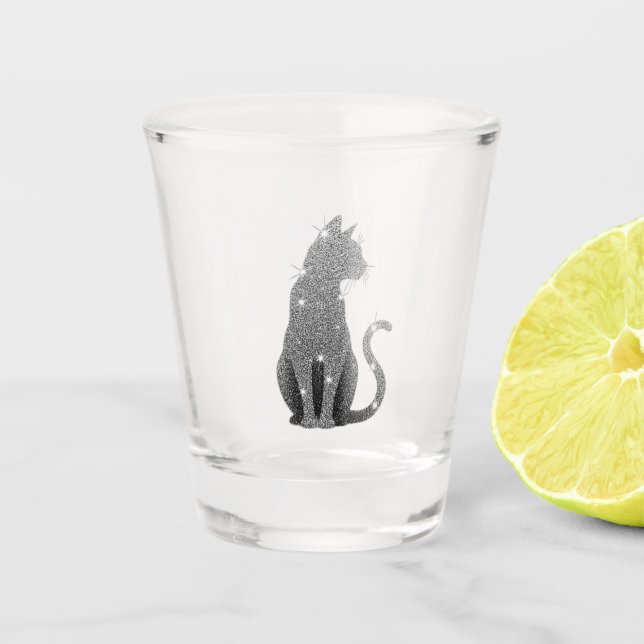 Glitzer Queen Kitty Schnapsglas (Vorderseite)