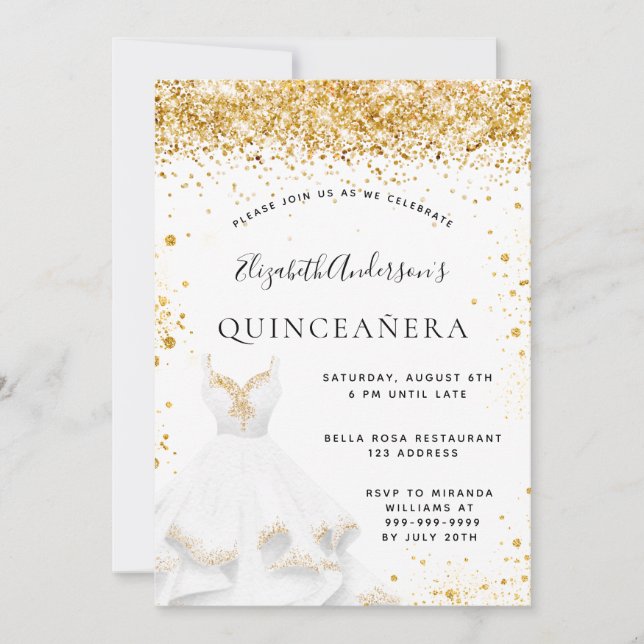 Glitzer Quinceanera Einladung (Vorderseite)