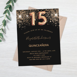 Glitzer Quinceanera Einladungspostkarte