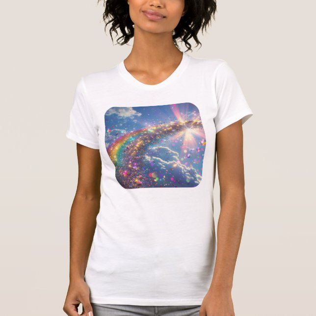 Glitzer Rainbow Digitale Kunst T-Shirt (Vorderseite)