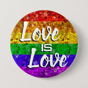 Glitzer Rainbow Flag Ehegewähr Gay Pride Button