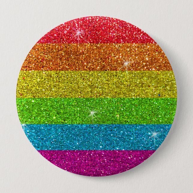 Glitzer Rainbow Flag Ehegewähr Gay Pride Button (Vorderseite)
