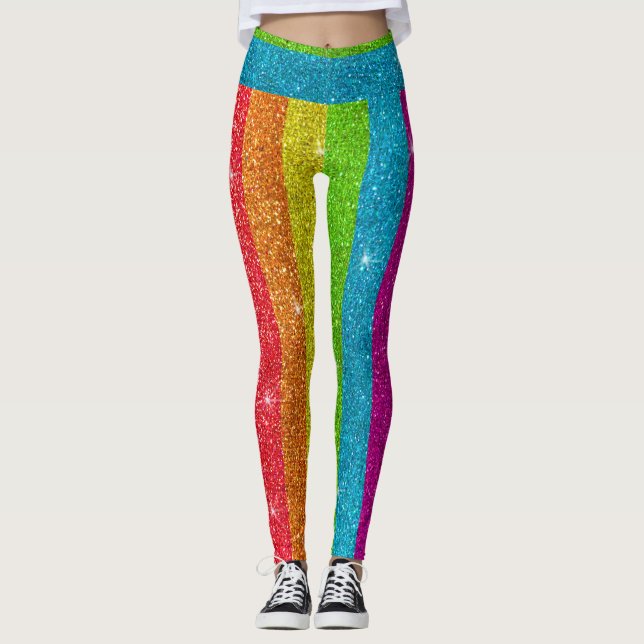 Glitzer Rainbow Flag Ehegewähr Gay Pride Leggings (Vorderseite)