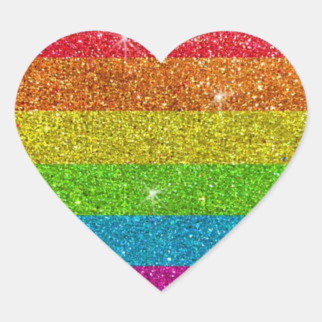 Glitzer Rainbow Gay Pride LGBTQ Menschenrechte Herz-Aufkleber (Vorderseite)