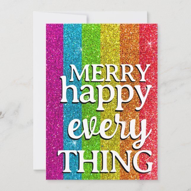 Glitzer Rainbow LGBTQ Gay Christmas Holidays Einladung (Vorderseite)