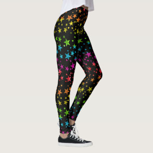 Glitzer Rainbow Star Muster Gay Pride Chic Black Leggings