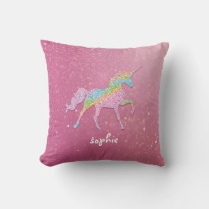 Glitzer Rainbow Unicorn Kinderzimmer Kissen