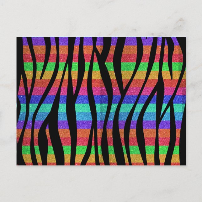 Glitzer Rainbow zebra streifen Postkarte (Vorderseite)