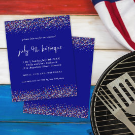 Glitzer Red Blue 4. Juli GRILLEN Einladung