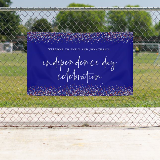 Glitzer Red Blue Independence Day 4. Juli Begrüßun Banner (Insitu)