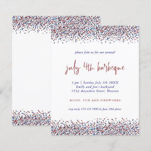 Glitzer Red Blue White 4. Juli GRILLEN Einladung