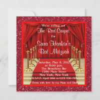 Glitzer Red Carpet Hollywood Bat Mitzvah Einladung