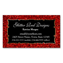 Glitzer Red Elegance Magnetic Business Card Magnetische Visitenkarte