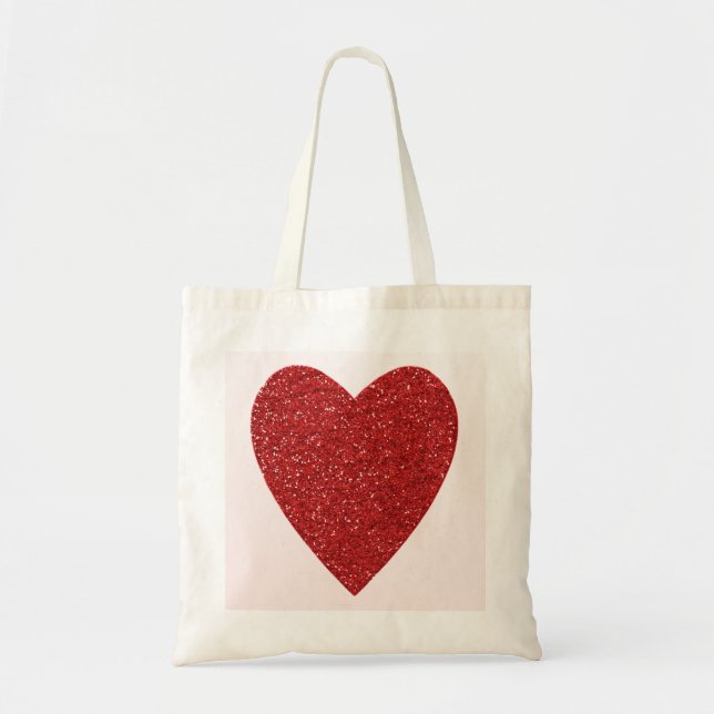 Glitzer Red Heart Wedding Tragetasche (Vorne)