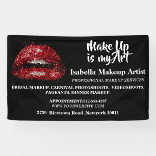 Glitzer Red Lips Make-up Artist Business Banner