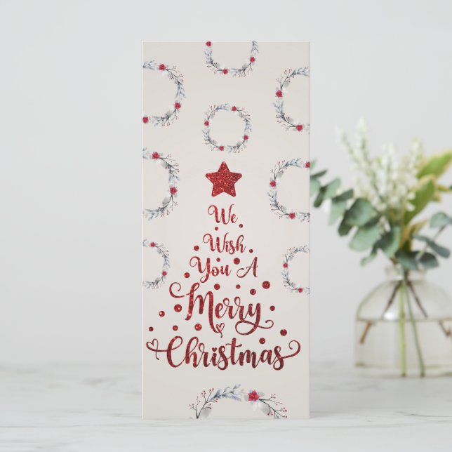 Glitzer Red Wir wünschen Ihnen frohe Weihnachten (Stehend Vorderseite)