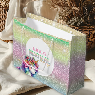 Glitzer Regenbogen Einhorn magisch  Große Geschenktüte