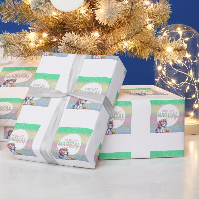 Glitzer Regenbogen einhornen magisch Geschenkpapier (Feiertage)