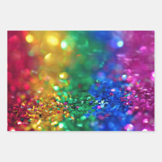 Glitzer Regenbogen Geschenkpapier Set