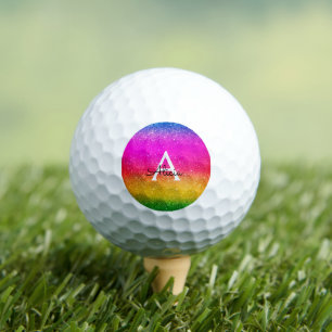 Glitzer Regenbogen Lila Gelb grün  Golfball