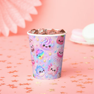 Glitzer Regenbogen Squishy Mädchen Geburtstagsfeie Pappbecher