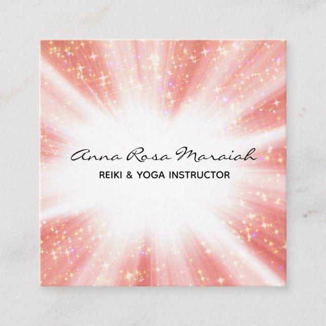 *~* Glitzer Reiki Energy Healing Rays Light Worker Quadratische Visitenkarte (Vorderseite)