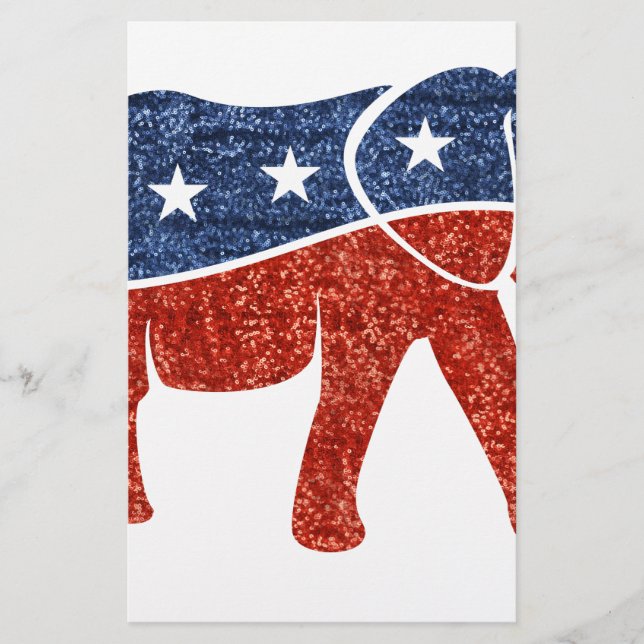 Glitzer-republikanischer Elefant Briefpapier (Vorderseite)
