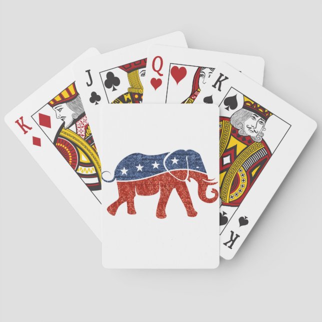Glitzer-republikanischer Elefant Spielkarten (Rückseite)