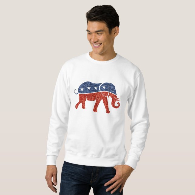 Glitzer republikanischer Elefant Sweatshirt (Vorne ganz)