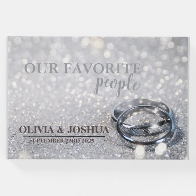 Glitzer Rings Gästebuch | Luxuriöse Hochzeiten (Vorderseite)