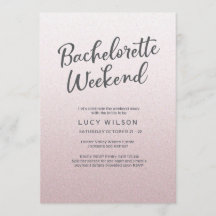 Glitzer rosa Bachelorette Wochenenden-Einladung