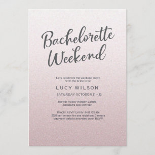 Glitzer rosa Bachelorette Wochenenden-Einladung Einladung
