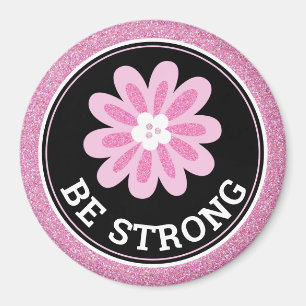 Glitzer Rosa Blumen Brustkrebs-Bewusstseins-Design Magnet