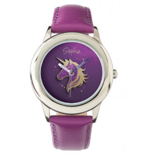 Glitzer Rosa Einhorn Silhouette Personalisiert Armbanduhr