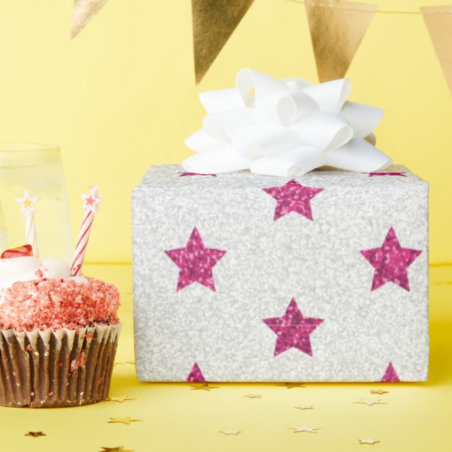 Glitzer Rosa Farblich Einfaches Design-Geschenk Geschenkpapier (Geburtstagsparty)