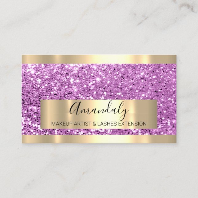 Glitzer Rosa Golden Frame Glam Pink Modernes Metal Visitenkarte (Vorderseite)