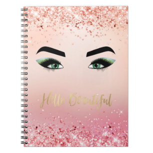 Glitzer Rosa grüne Augen Augen Augen Lashes Notizblock