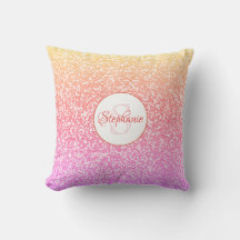 Glitzer Rosa Koralle Rose Gold Round Monogram