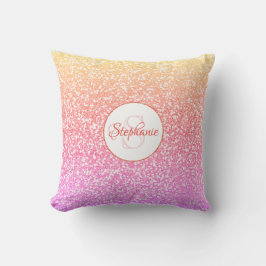 Glitzer Rosa Koralle Rose Gold Round Monogram Kissen