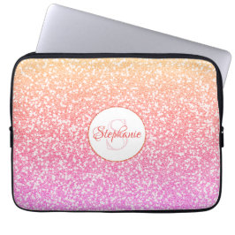 Glitzer Rosa Koralle Rose Gold Round Monogram Laptopschutzhülle