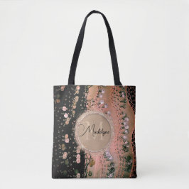 Glitzer Rosa Koralle und Schwarzer Scarf Personali Tasche