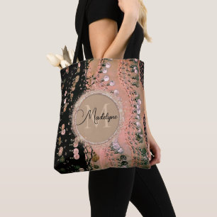 Glitzer Rosa Koralle und Schwarzer Scarf Personali Tasche