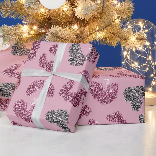 Glitzer Rosa Leopard Muster Geschenkpapier (Feiertage)