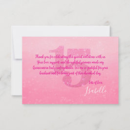 Glitzer Rosa Quinceñera Dankeskarten Dankeskarte