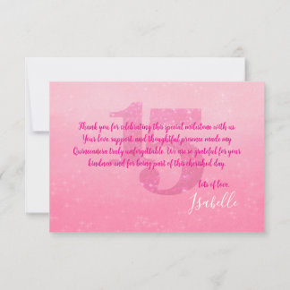 Glitzer Rosa Quinceñera Dankeskarten Dankeskarte