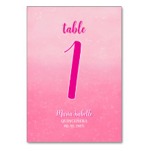 Glitzer Rosa Quinceñera-Tischnummer