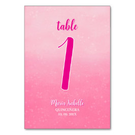 Glitzer Rosa Quinceñera-Tischnummer Tischnummer