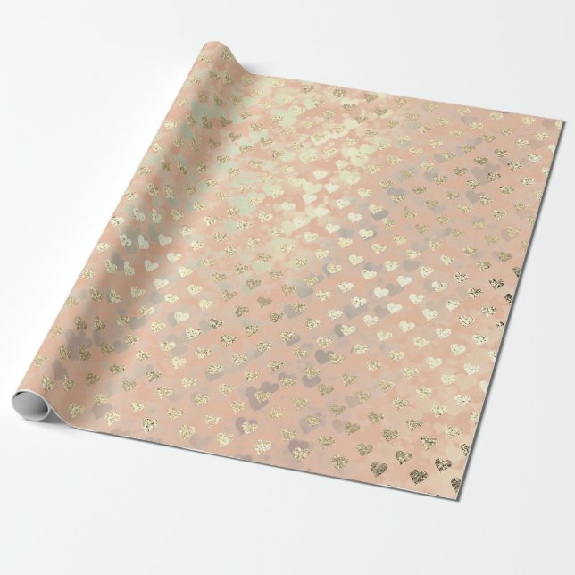 Glitzer Rosa Rose Gold Kristalle Blush Glam Geschenkpapier (Ungerollt)